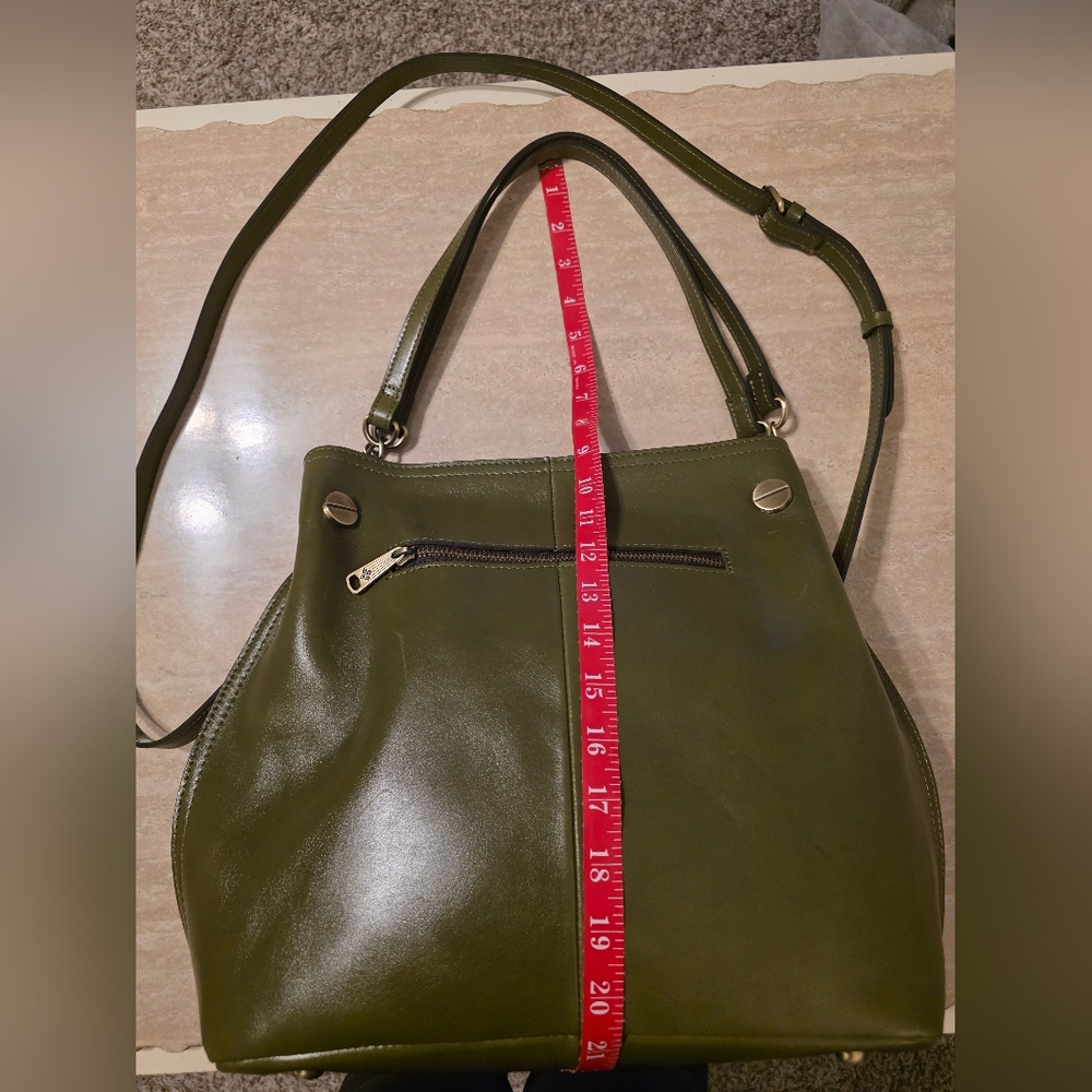 Patricia Nash Lidney Olive Green Leather Slouchy Satchel Large EUC - Picture 13 of 14